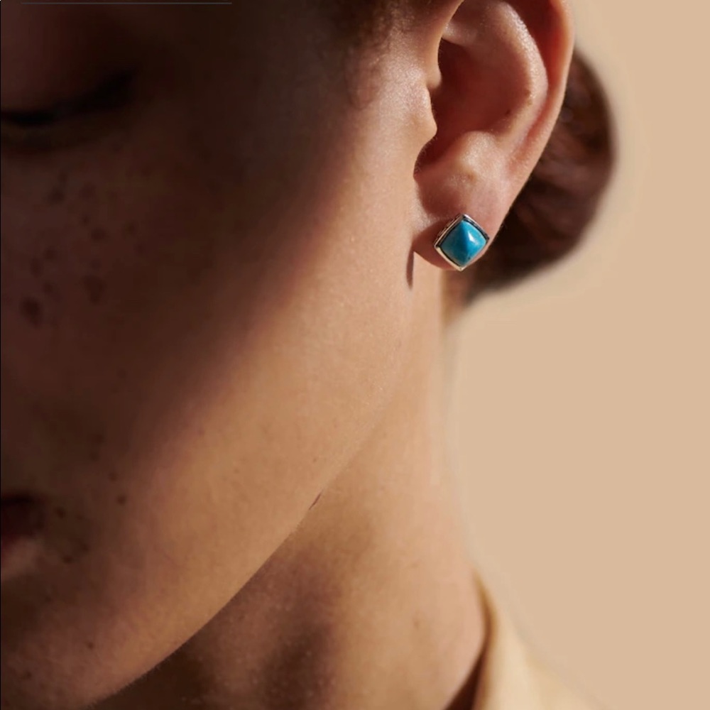 John Hardy Sterling Silver Turquoise Stud Earrings